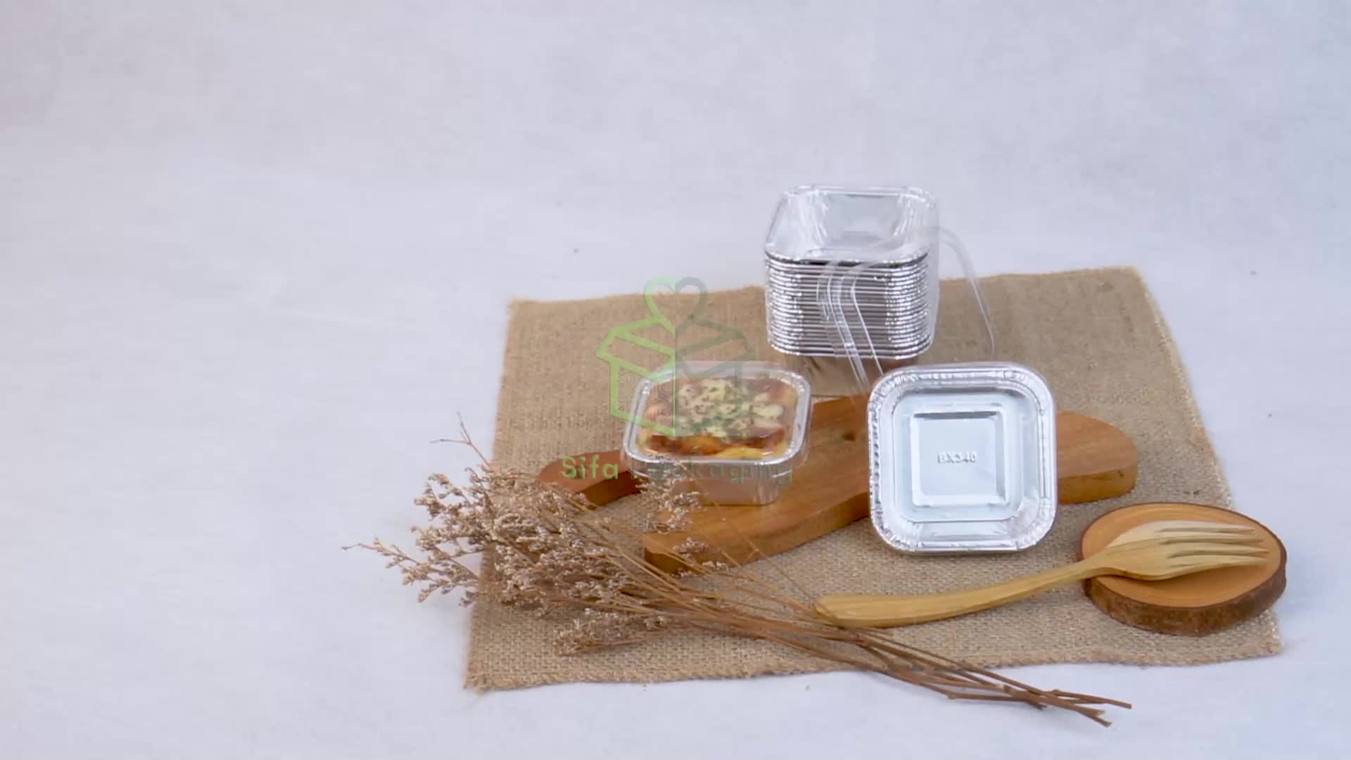 Alumunium Foil Tray OX 100 B + Tutup Makaroni Schotel Klapertart Brownies Bolu Roti Spaghetti Brulee isi 100 pcs