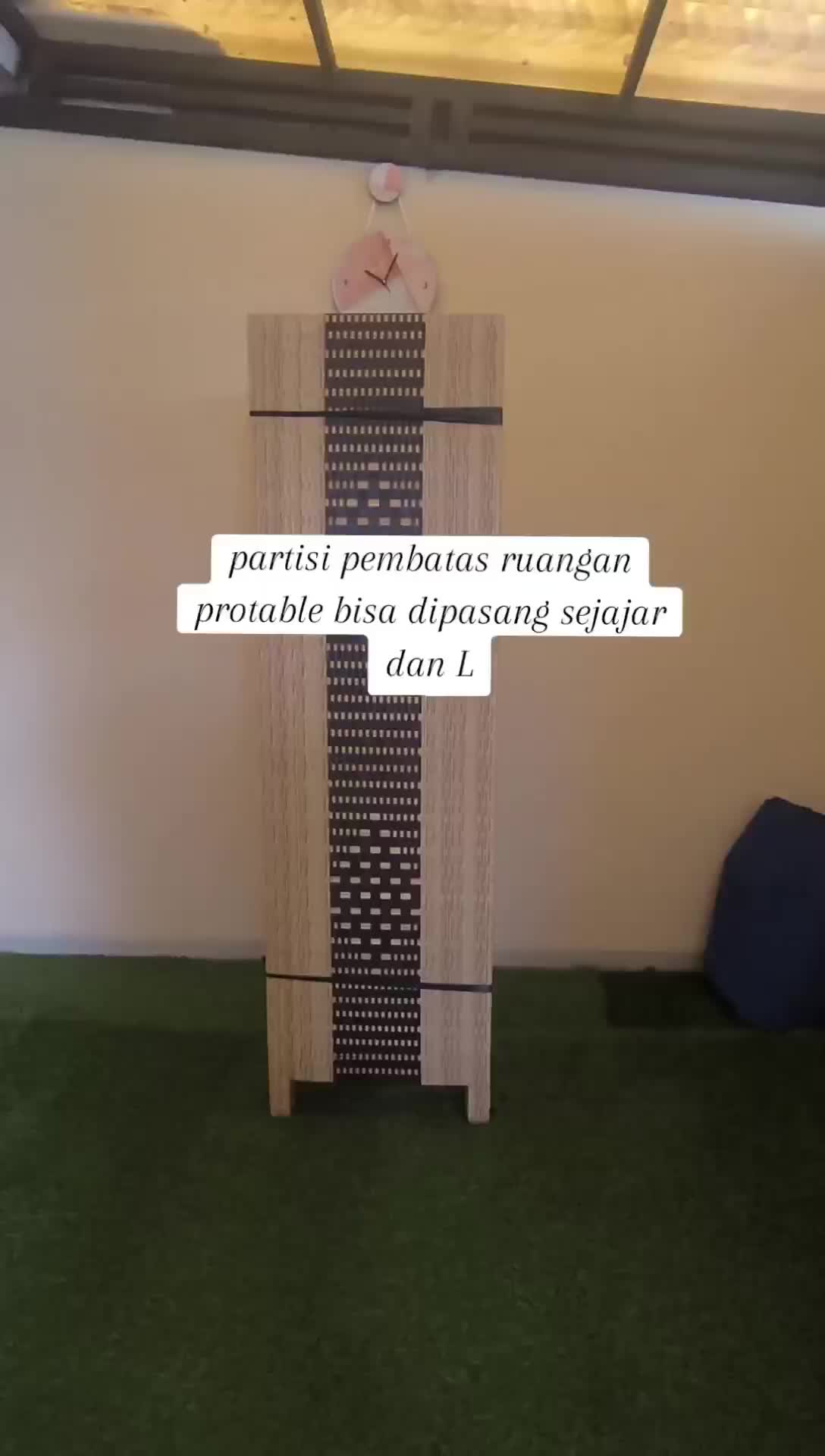 Sketsel Partisi pembatas ruangan portable rotan sintetis 3 daun pintu