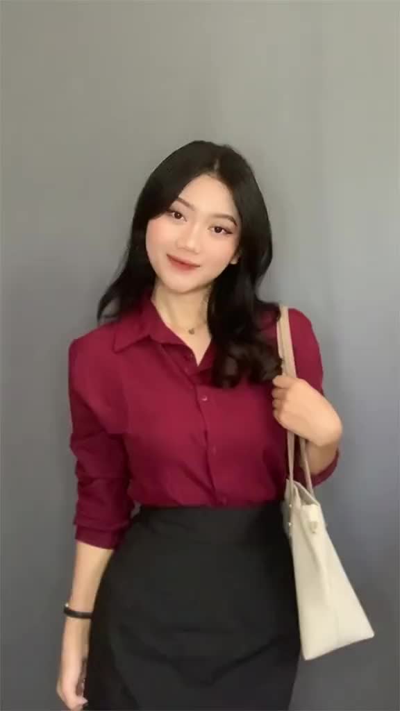 Kemeja Wanita Casual Bahan Rayon Twill Lengan Panjang Uuran M-XXL