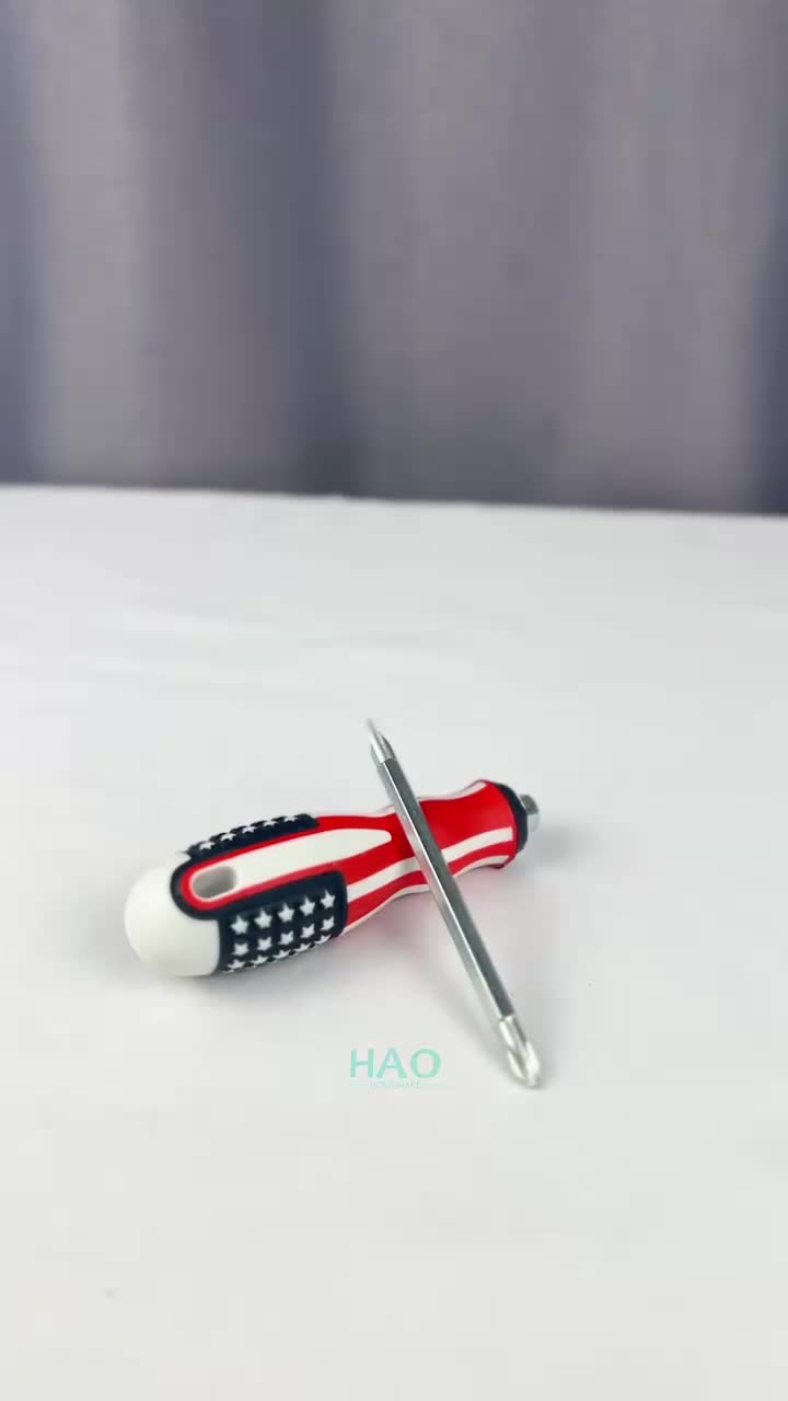 [HAO] Obeng Bolak Balik Amerika 5inch Gagang Karet / 2in1 Obeng Bolak Balik