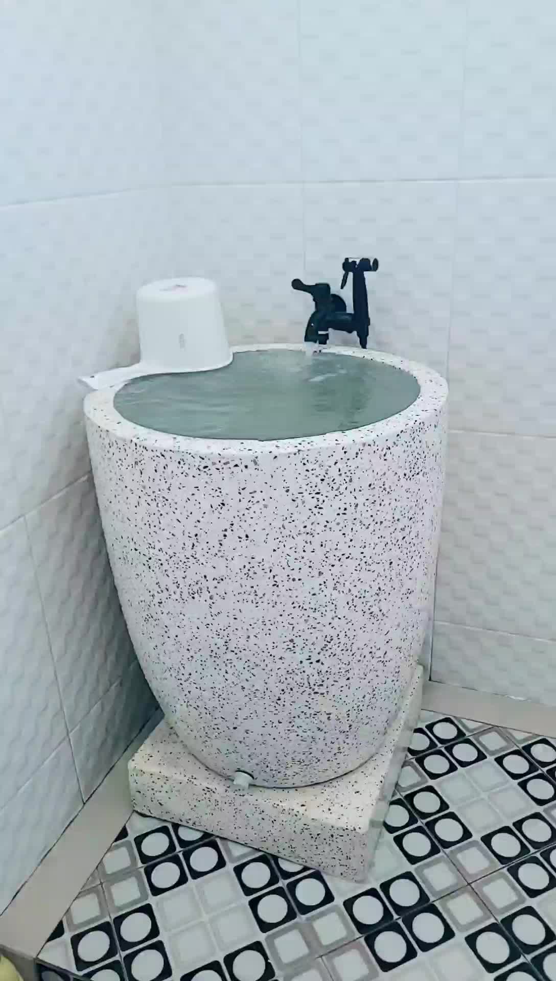 BAK MANDI D55-58 X TINGGI 80cm TERRASSO ASLI MINIMALIS MODERN - KERAMIK MARMER