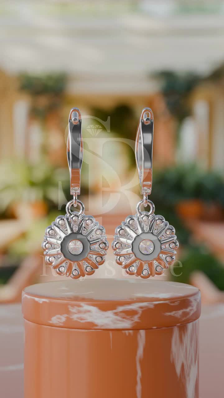 RoyStone - Anting Flower Earrings Perhiasan Moissanite Sertifikat GRA Original Lapis Emas 18K