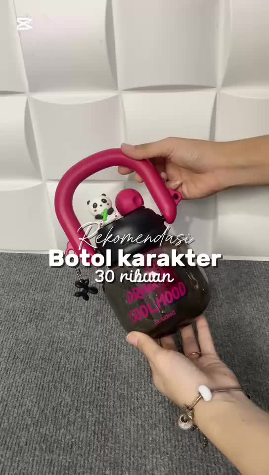 Eatkit Botol Minum Transparan Karakter Lucu 800ml Snager Tumbler Infused Handle Linlin Tritan