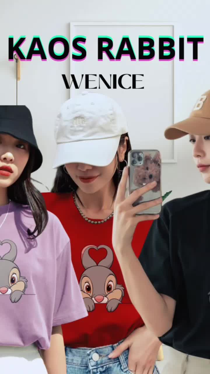 Kaos Rabbit Korean Combed30s Wanita | Baju Atasan Santai | Baju Pendek Santai | | Tshirt Nyaman Katun | WENICE STORE combed