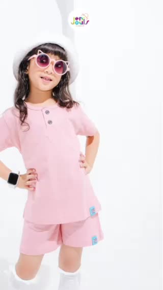 JENI & LOUIS Setelan Kaos Anak Polos Kancing Laki laki Perempuan Katun Premium 1-12 Tahun Banyak Pilihan Warna Laki-Laki xxl size 22 stelan anak simple