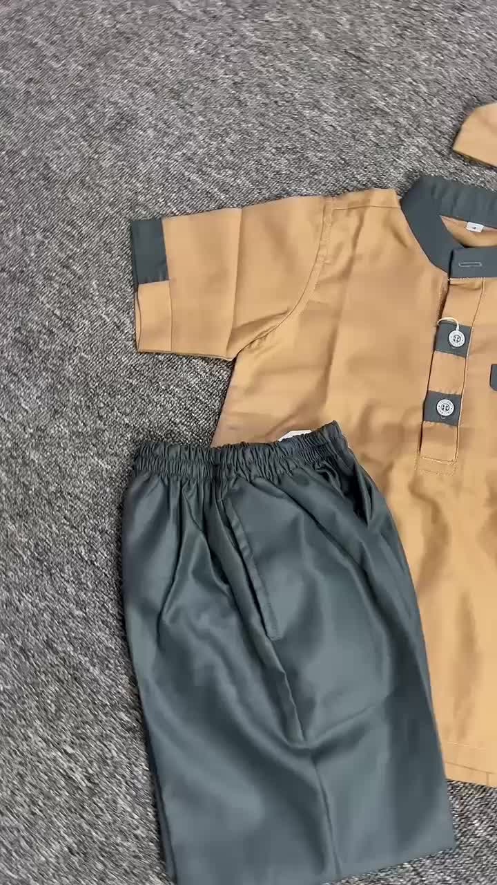 Set Koko Anak Cowok Muslim Lengan Pendek Attar Bahan Katun Toyobo Fodu Original - ORIZANO Baju