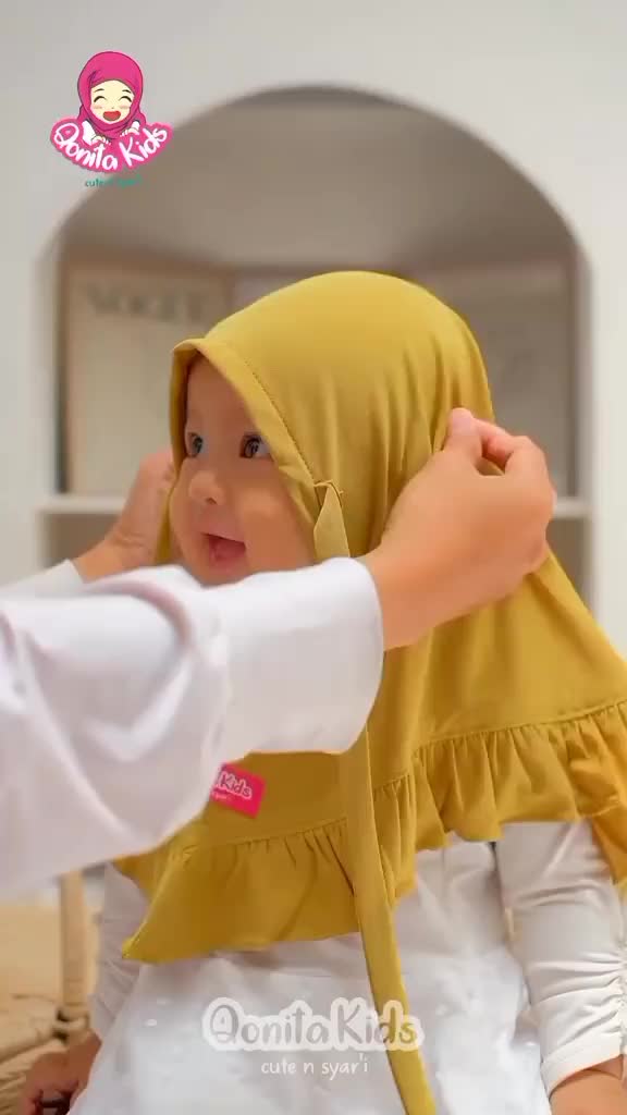 Qonita Kids - Hijab Aara (0-9 Tahun) Hijab Kerudung Bergo instan Anak Perempuan bahan Jersey adem, hijab lebaran Kakak adik