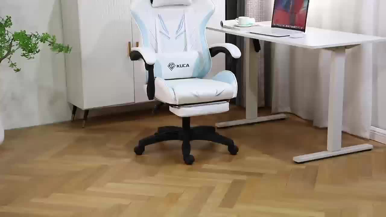 HANRIVER & KUCADI Kursi Gaming Putih / Desain Asli Gaming Chair / Kursi Gamers / Kursi Gamer / Kursui Putar / Kursi Game / Kursi Hidrolik/Kursi Kantor [ Garansi lima tahun ]