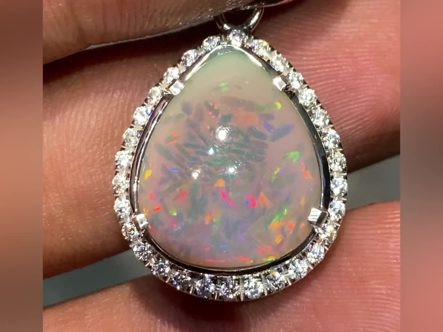 Natural 6.34ct dendrite gray opal Antik liontin perak