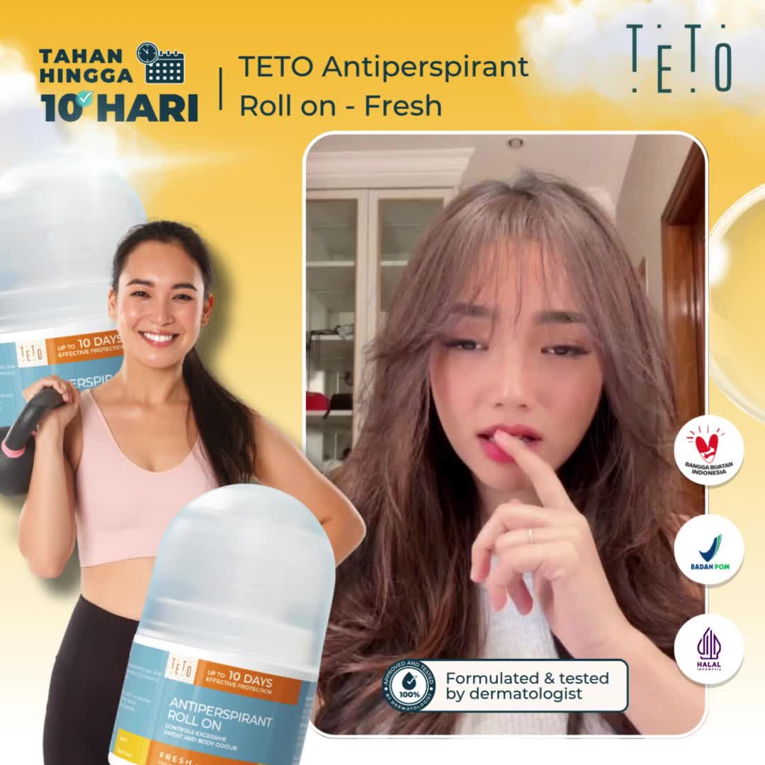 [SUPER PROMO PAYDAY SALE] Paket 2 pcs Teto Antiperspirant Roll On 20ml yang mengurangi keringat & bau pada ketiak serta Tubuh - Fresh