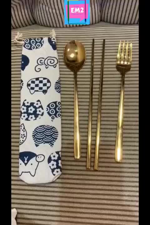 Cutlery Set Travel Alat Makan Sarung Sendok Garpu Pisau Sumpit Sikat Sedotan
