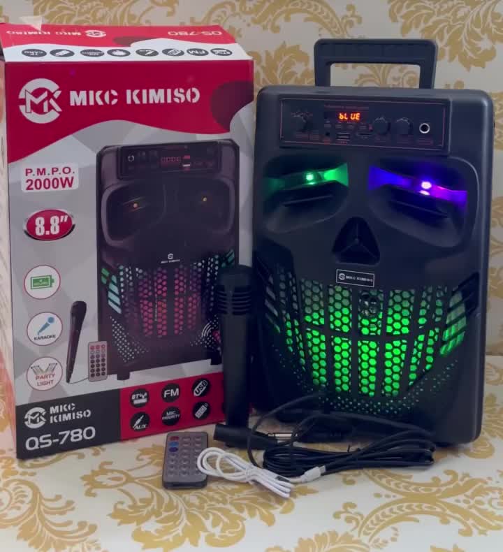 Bluetooth Speaker 7801 Full BAss LeD SPeaker Portable 8.8Inch  FREE Mic Karaoke