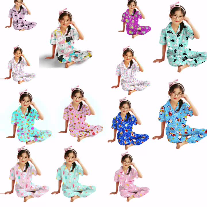 PIYAMA CP ANAK PEREMPUAN MOTIF KARAKTER TERBARU USIA 3-10TAHUN BAHAN K Baju Fashion