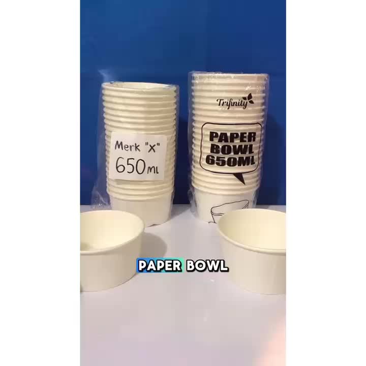 Trifinity Paper Bowl Tebal 14gr Aman Bocor Uk Real 360ml 500ml 650ml 800ml Mangkok Kertas Tahan Panas JSP