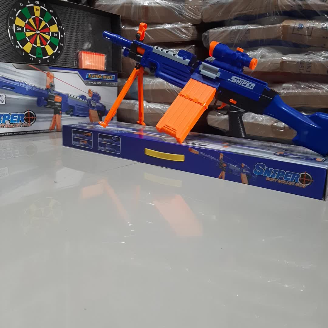 mainan tembak Blaster sniper pakai baterai / soft bullet gun semi auto blaster gun peluru busa