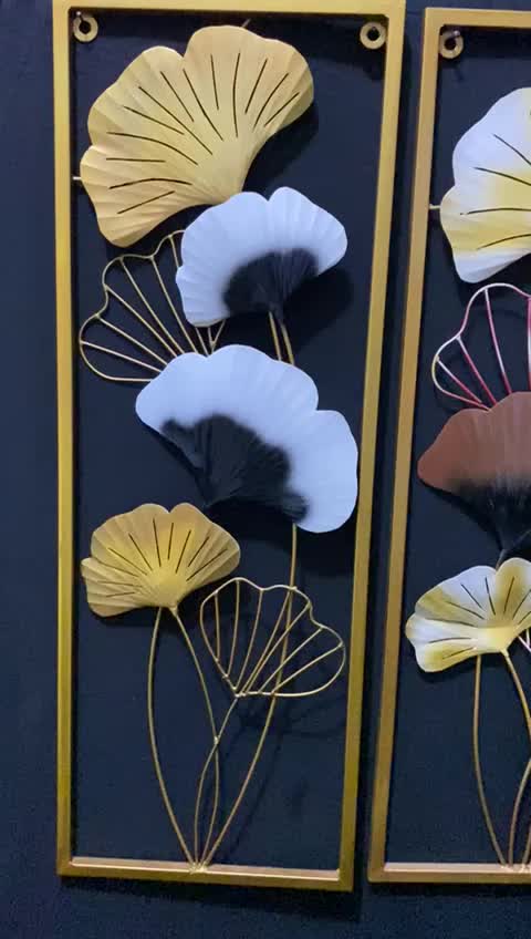 Walldecor Berkah Hiasan Dinding Besi Aesthetic 85x31 Frame Metal Gold Wall Decor Nordic Leaf Gingko