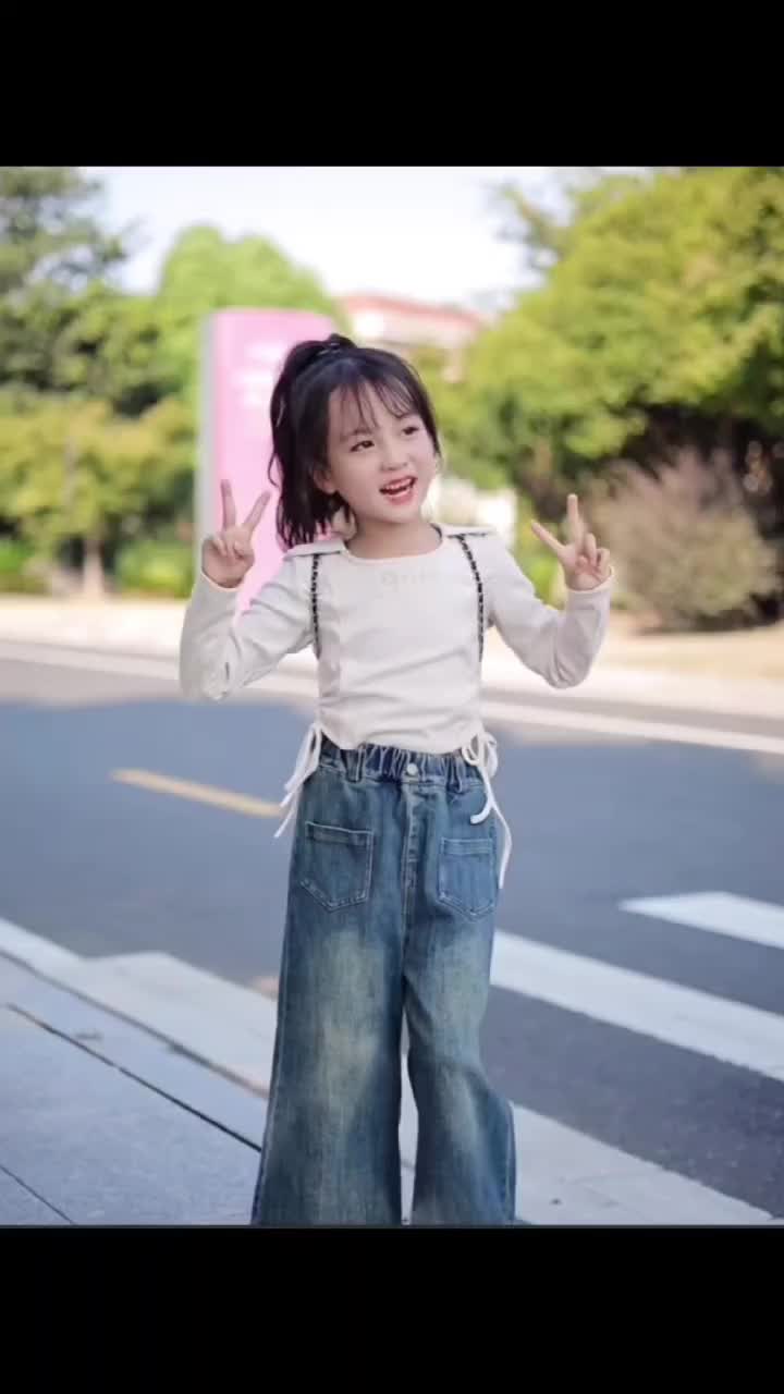 Balale Setelan Anak Perempuan Import  Fashion Anak Perempuan Lengan Panjang Anak Perempuan Lengan Panjang + Celana Denim  Baju Kids