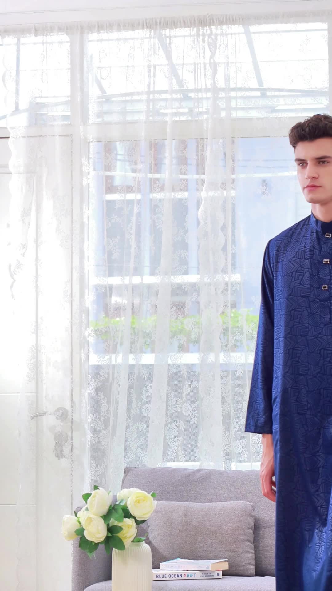 AS-SULTAN/JUBAH PRIA REMAJA MULAI 15 TAHUN SAMPAI DEWASA/gamis motif embos pria lengan panjang Kancing Muslim Simple Katun Pendek