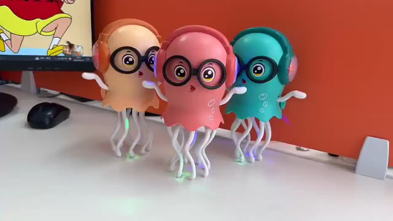 HADIAH ULANG TAHUN MAINAN ANAK ROBOT DANCING OCTOPUS KACAMATA GURITA JELLYFISH JOGET ADA BATERAI Kado Plastik