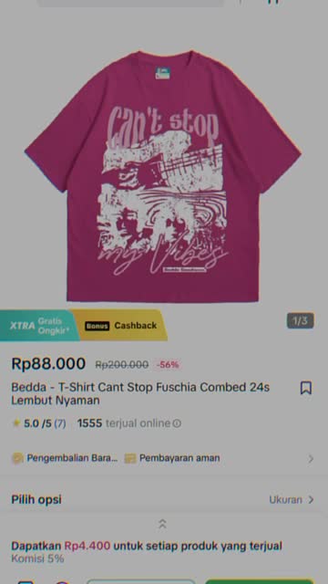 Bedda - T-Shirt Cant Stop Fuschia Combed 24s Katun Lembut