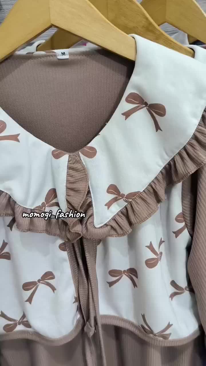 Gamis Rajut Knit Motif Pita Ribbon Anak Perempuan Korean Style Usia 5th-12th by PastiRame.id - Baju Muslim Dress Muslim