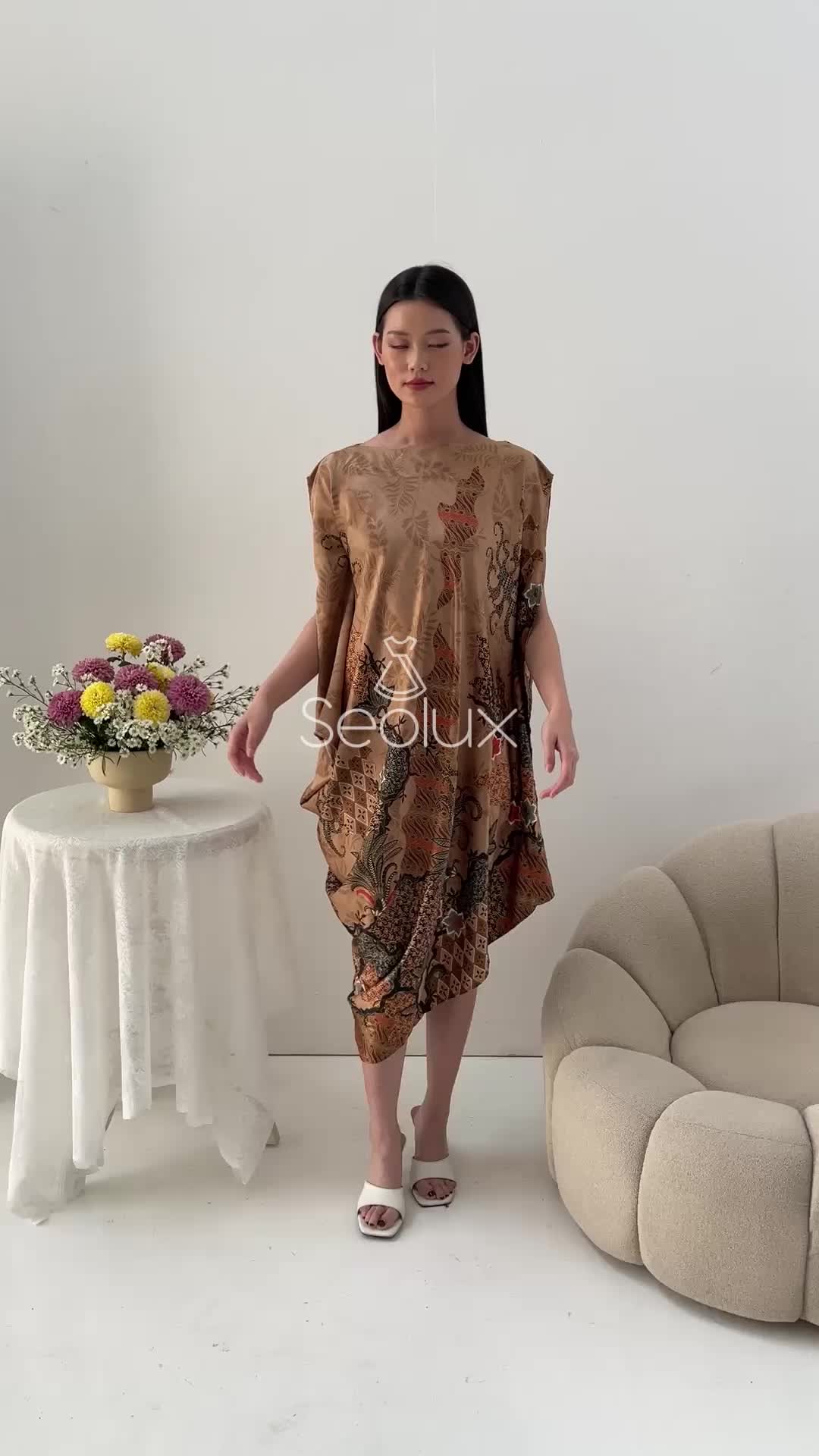 SEOLUX - VN1040 - Batik Kaftan Satin Midi Party - ALLSIZE