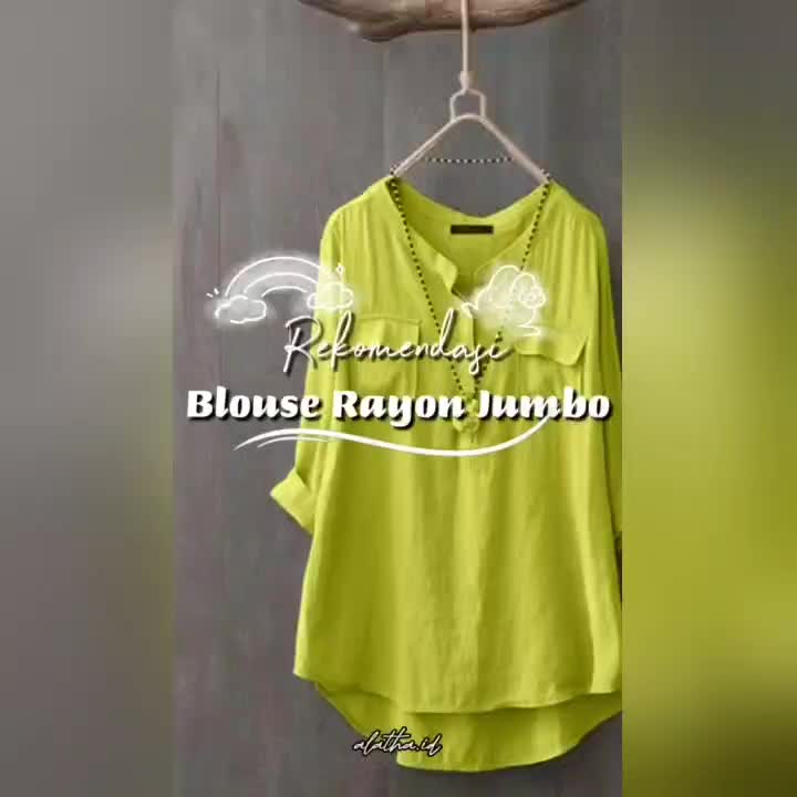 Kimmy Blouse Rayon Twill Polos Ld 100 110 120 140cm | Atasan Wanita Jumbo Lengan Panjang | Blouse Korean Style Murah | Blouse Viral Oversize