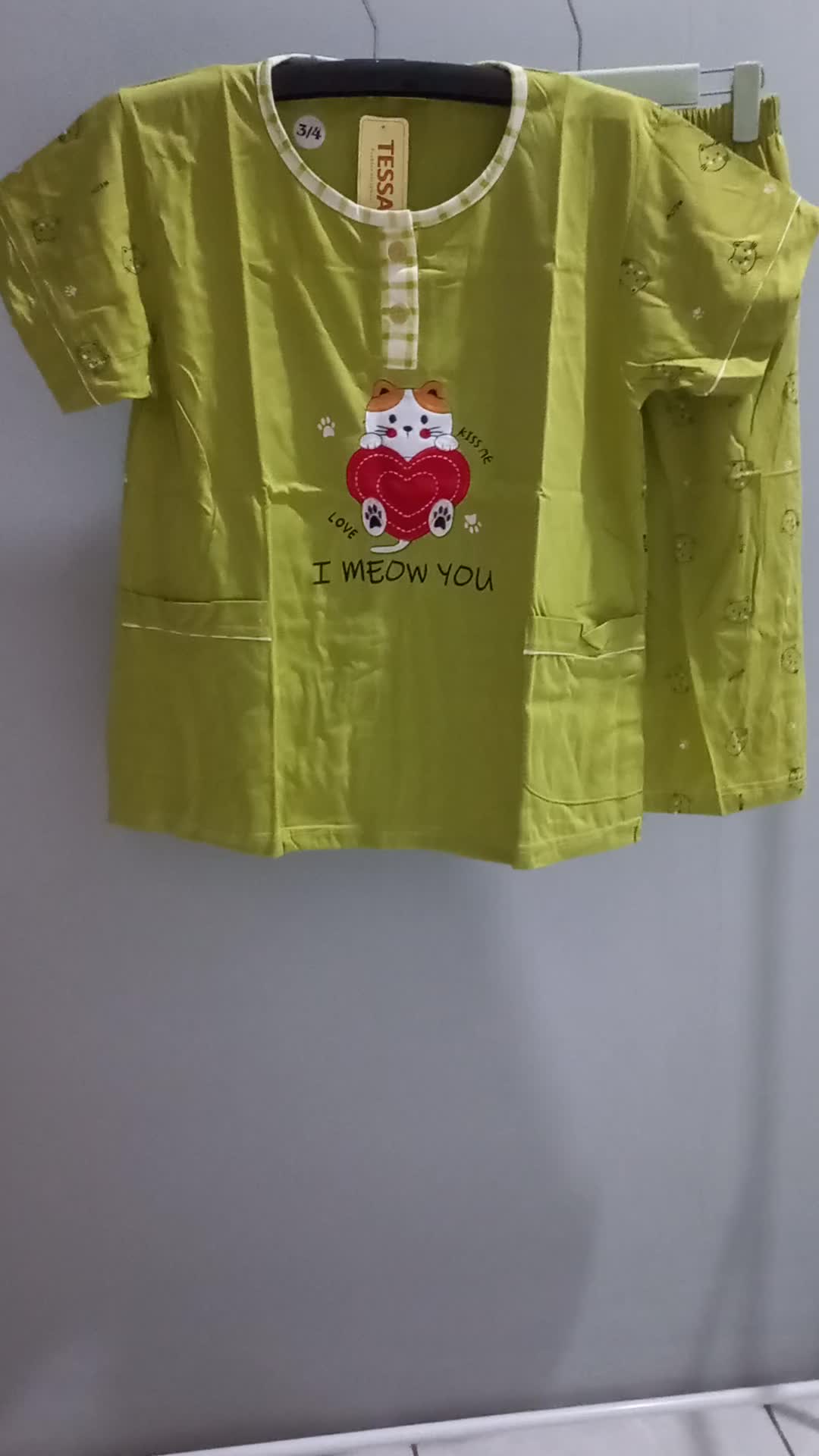 Baju Tidur 3/4 Tessa Standar/Setelan Wanita Dewasa 3/4 Standart ( Lengan Pendek Celana Pendek )