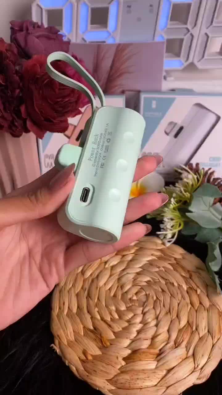 Mini Powerbank 5000mAh Lightning（iPhone）/Type C Fast Charge Power Bank Portable Charger Battery for Iphone and Android Baterai Green Led powerbank  robot