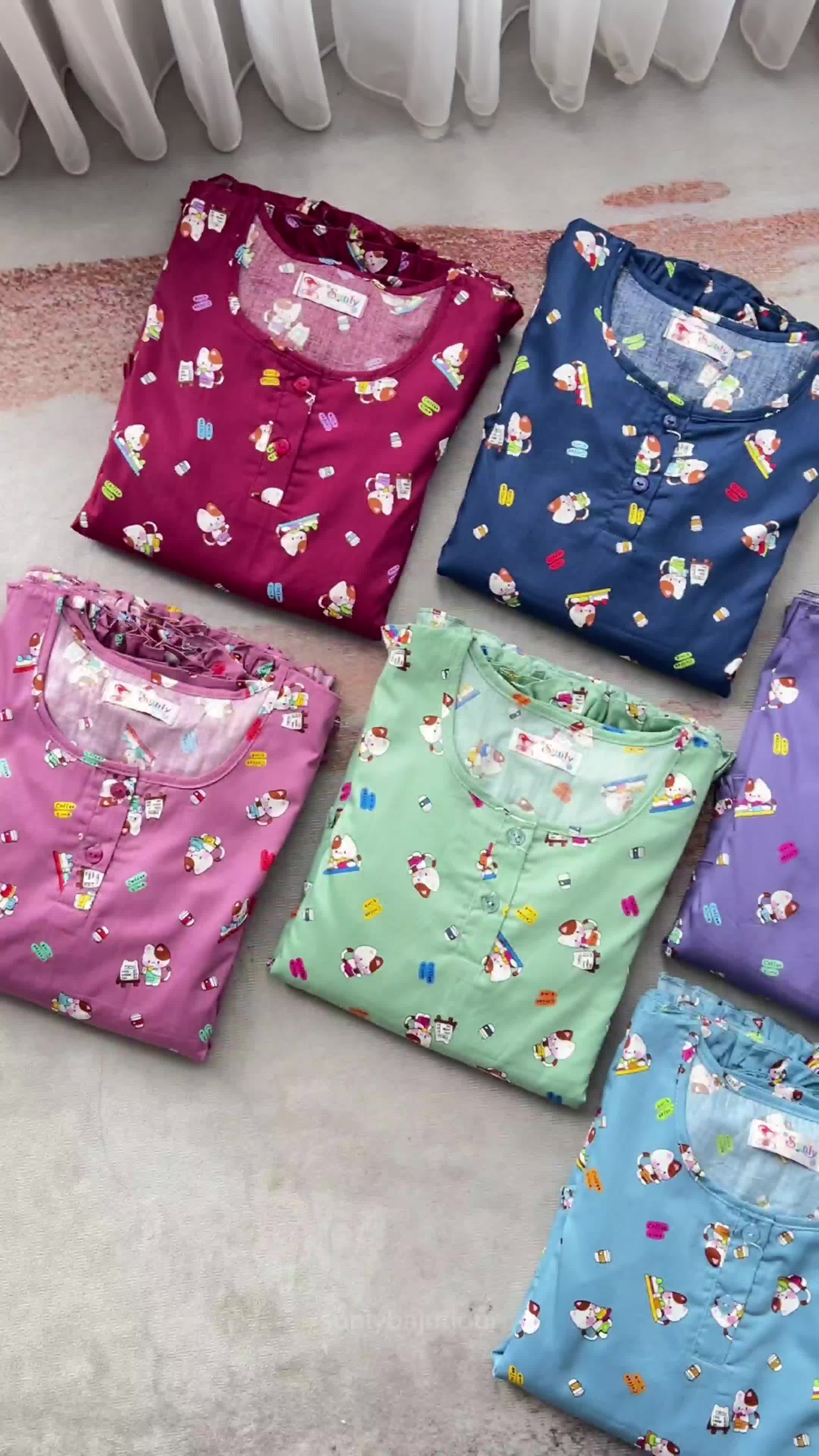 Baju Tidur Sunly Size 18 20 22 24 C.Pdk & C.3/4 cafe Setelan
