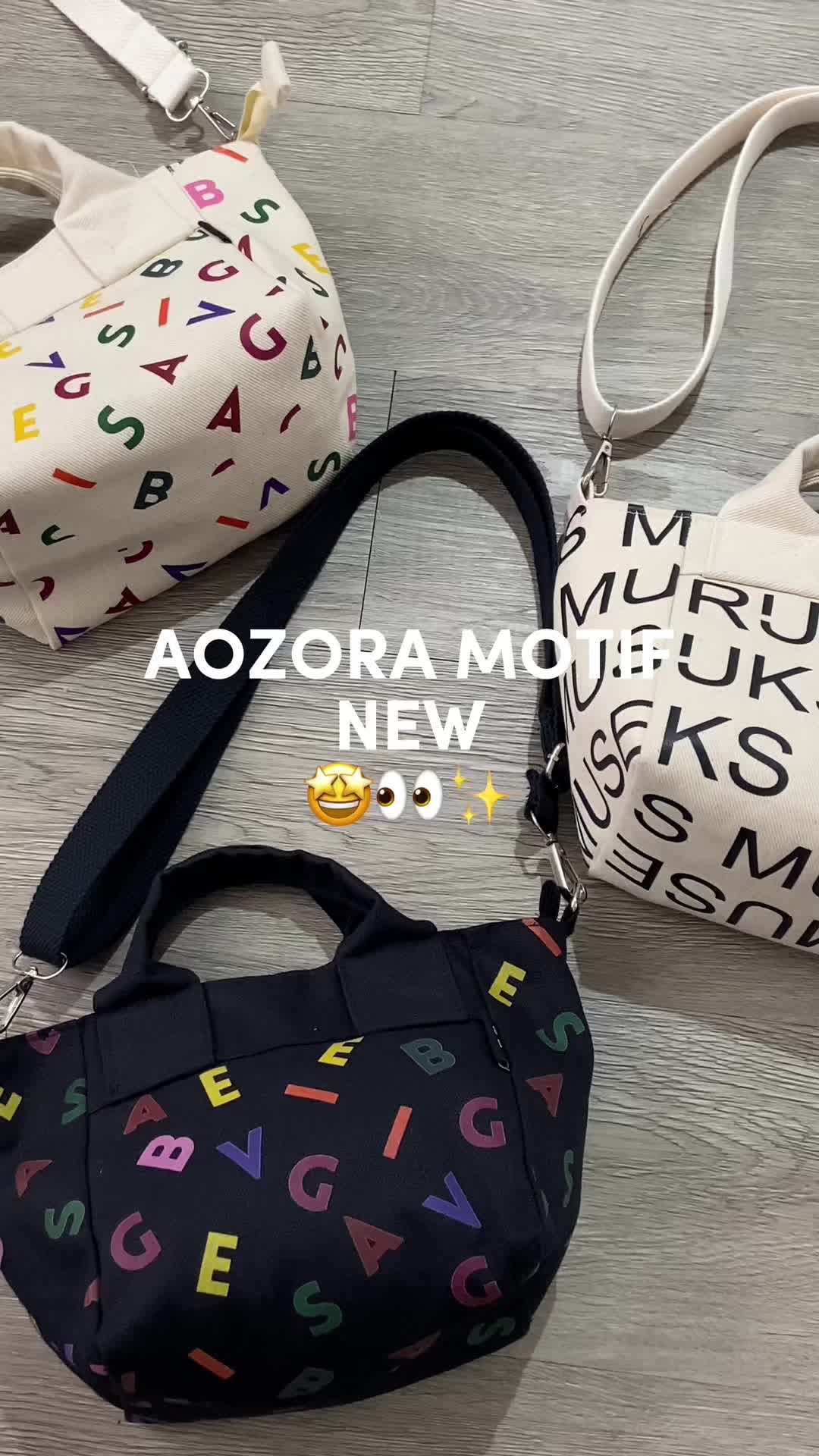 Aozora Full Print SLINGBAG WANITA CANVAS Kanvas tebal pakai resleting Cewek Tote Toteba