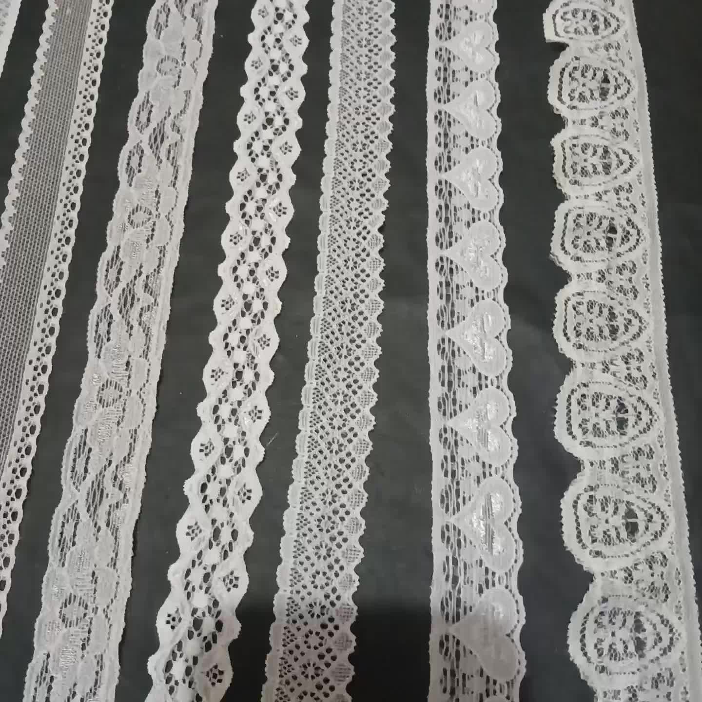 Renda Karet Elastis Putih BW Cream Abu 1cm-3cm Panjang 5 Yard Harga Perrol untuk Kerajinan Tangan - Kain