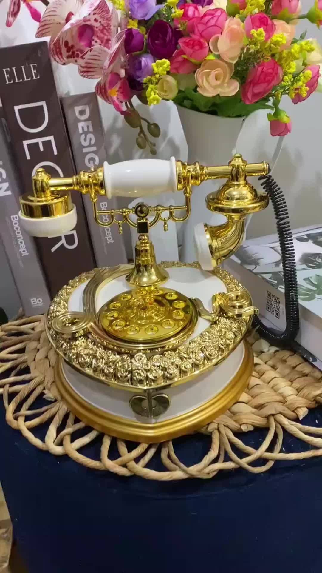Retro Phone Music Box Clockwork Music Box Perhiasan Kotak Penyimpanan Eropa Perbaikan Rumah Aksesori Penyimpanan Hadiah Ulang Tahun Hadiah Gadis Hadiah Fotografi Props Ornamen