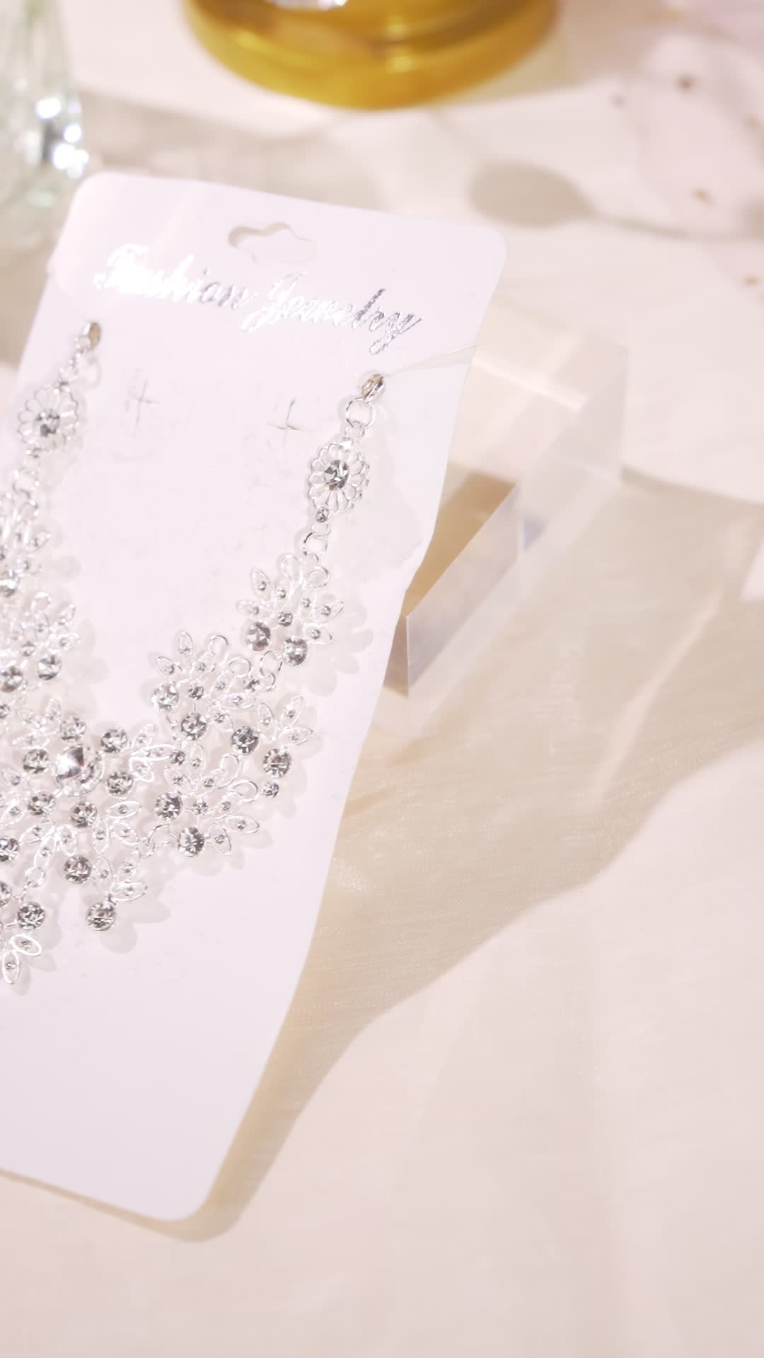 【COD】FEXON Perhiasan Wanita Untuk Pesta Aksesori Pengantin Untuk Upacara Pernikahan Set Perhiasan Kalung Dan Anting