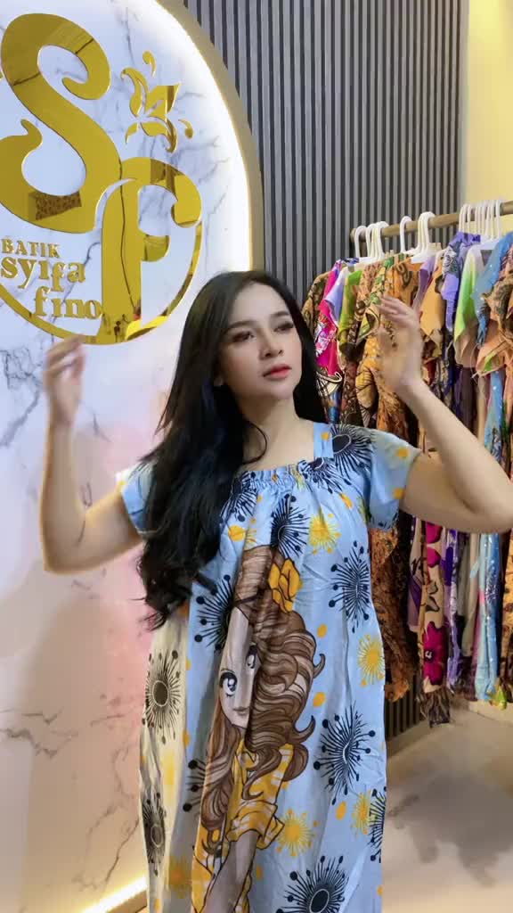 Daster Pendek FUJI 2 pcs Wanita Bumil Rayon Dress MOTIF RONDEM