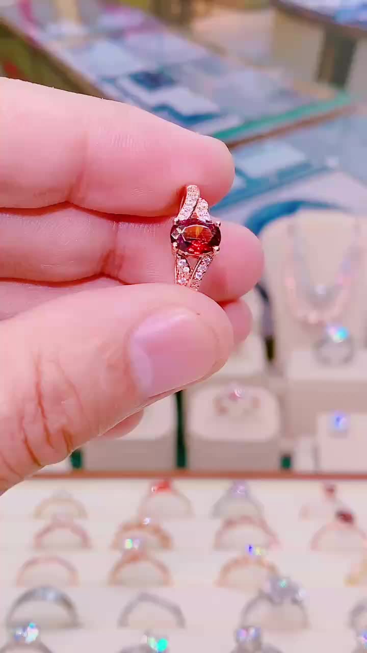 J068-Cincin Wanita Permata Dilapisi Platinum Adjustable Cincin Couple Tunangan