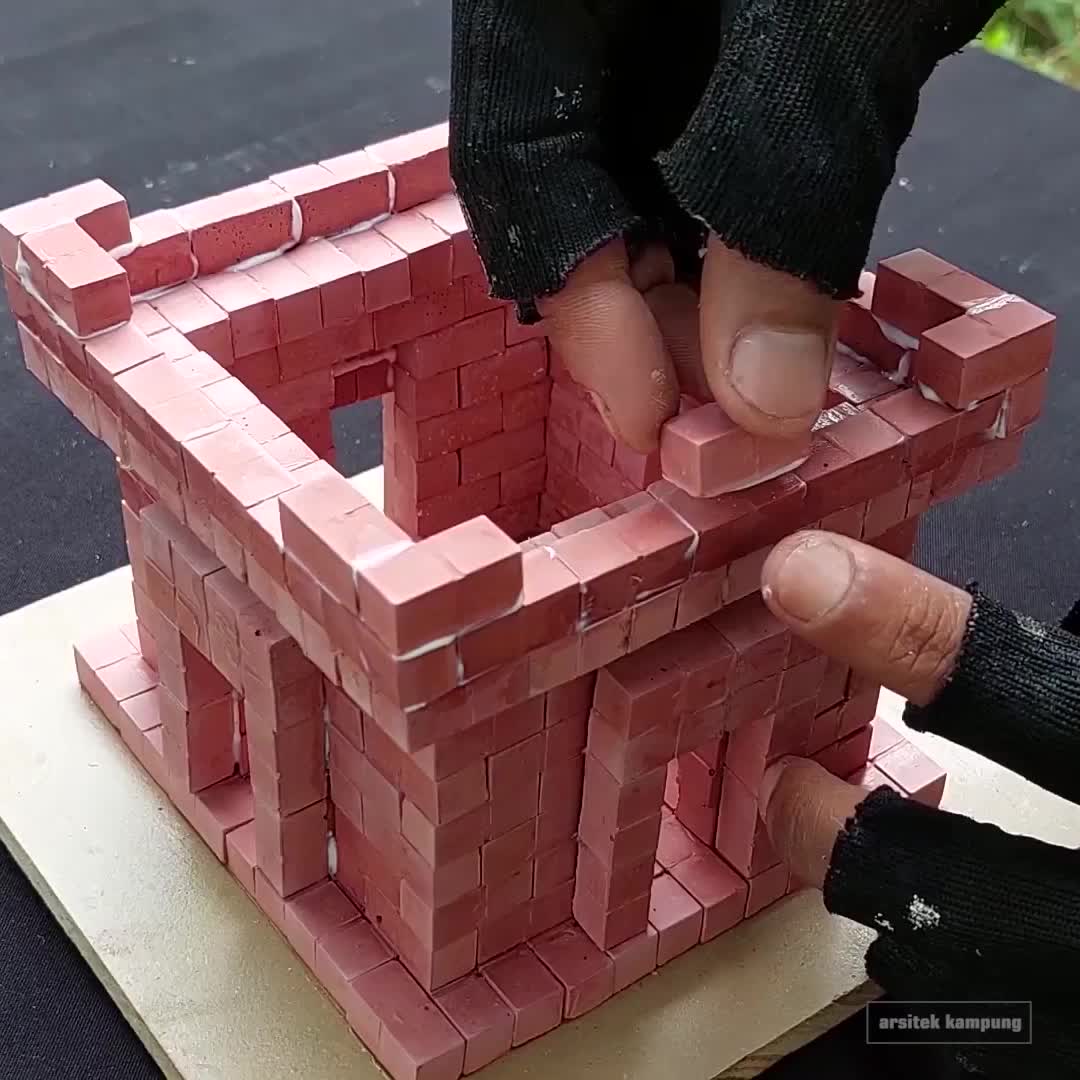 Miniatur Batu Bata untuk kerajinan, Maket arsitektur konstruksi rumah dinding pagar puing reruntuhan bangunan dll
