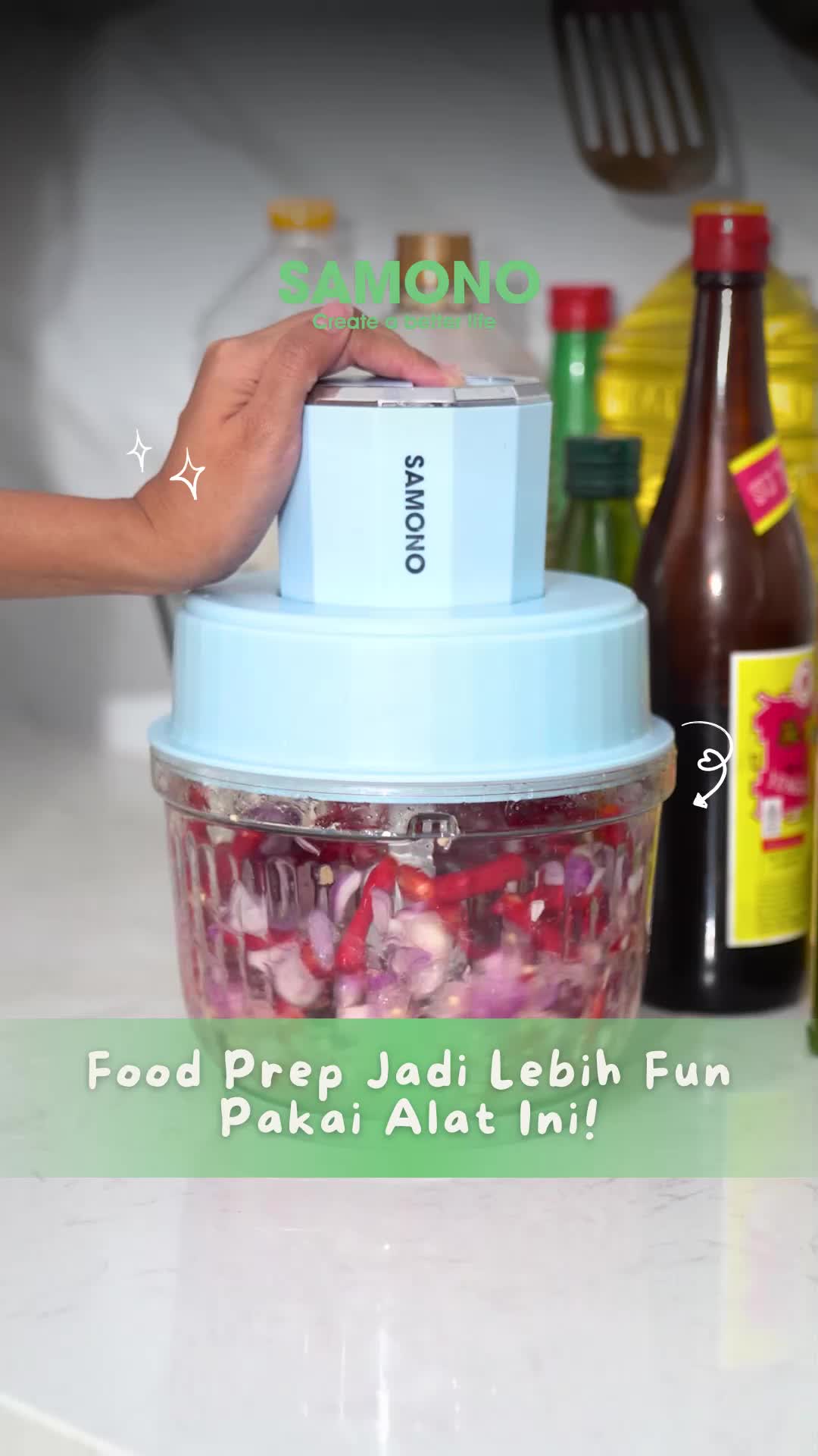 (BISA COD) SAMONO 2.5 Liter Food Chopper Multifungsi Penggiling Daging Penghalus Makanan dan Bumbu Garansi 1 Tahun (SW-CG350)