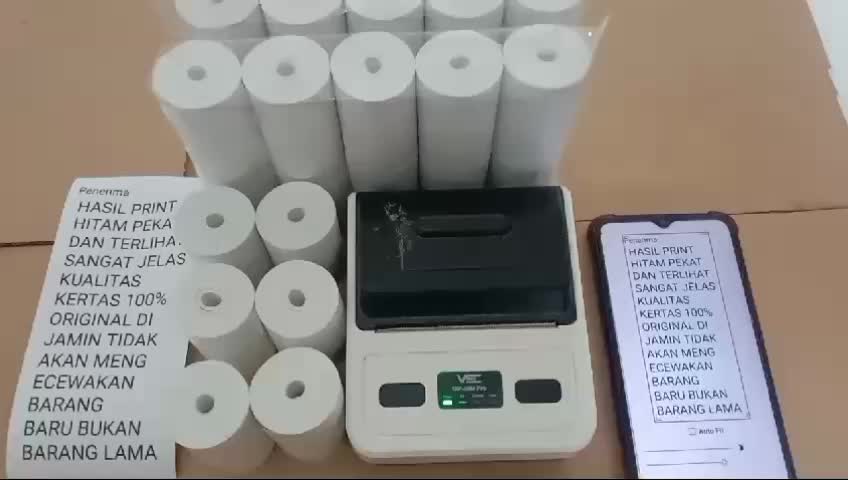 Kertas thermal coreles ukuran 58/57x40mm full paket 10 pcs Hitam Roll Struk Struk