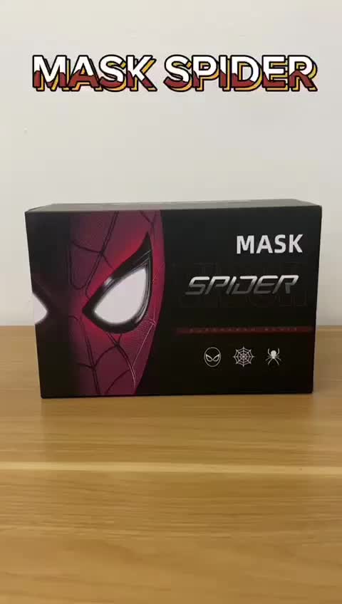 Topeng Mask Spiderman Merah Berkedip & Ultraman Sentuh Sensor Lampu - Kain