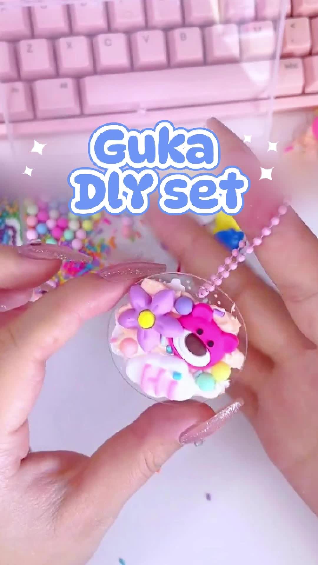 Toyslndonesia DIY Gooka Set Cream Gum Stiker Anak Set Alat Tangan DIY Guka Stiker Lengkap Guka Set Gantungan Kunci Akrilik DIY Keychain Set-Toys lndonesia