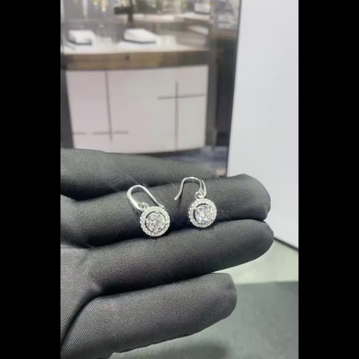 Anting Zirkon 1ct Paduan perak silver 925 desain bulat