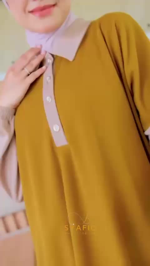 Akira Dress Gamis Model Two Tone Terkini Trend Burgundy 2025 Muslim Wanita