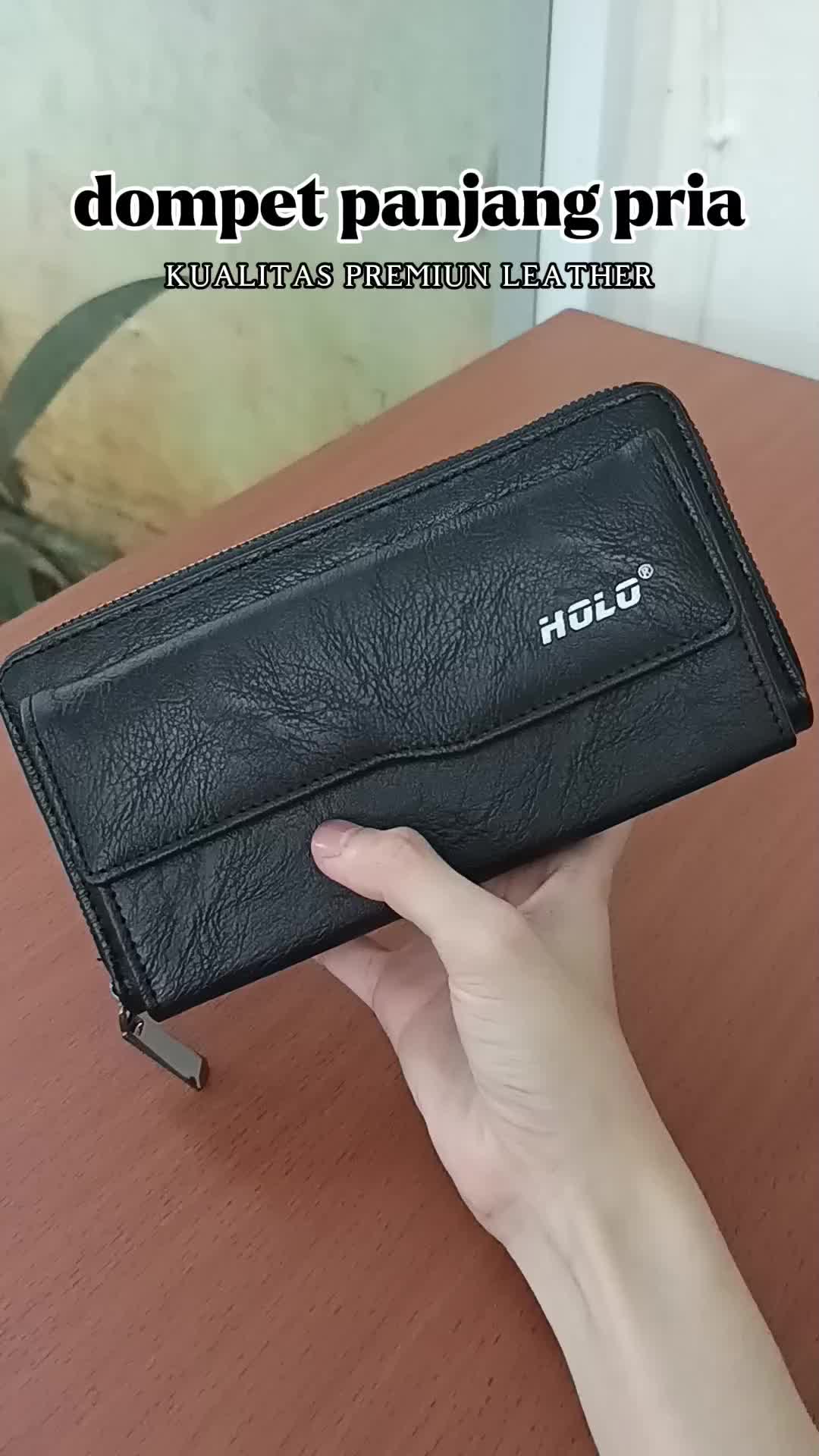 HOLO Dompet Pria Kulit Premium Dompet Panjang Dompet Hp Dan Uang Kapasitas Tinggi Dompet Lipat