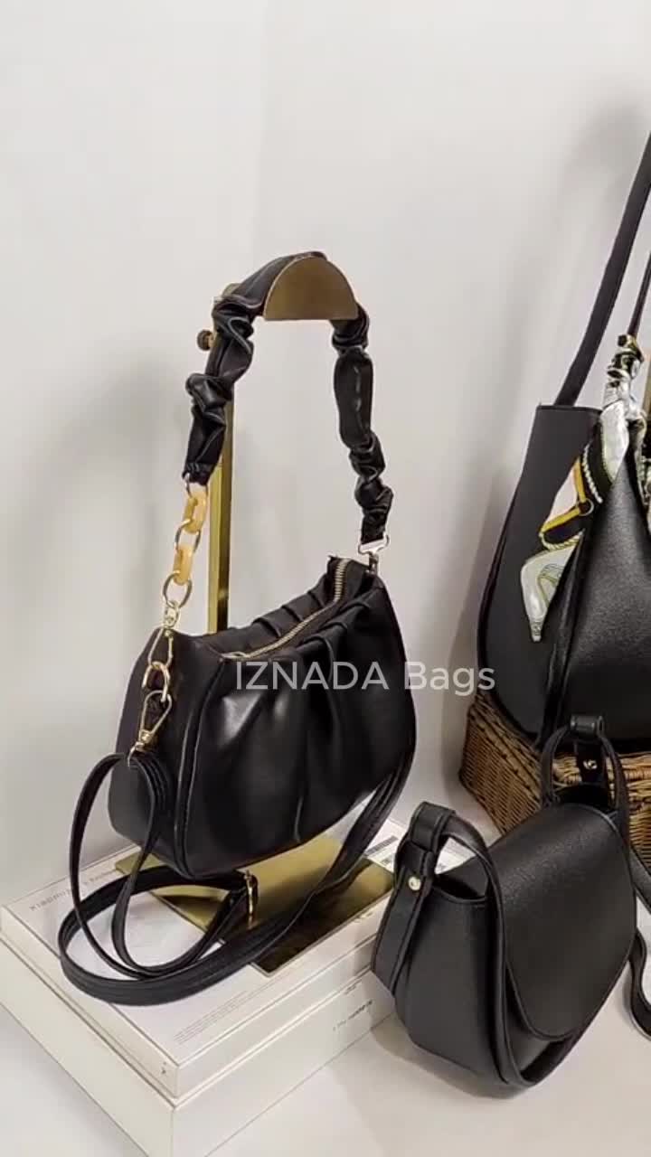 IZNADA Bags – Paket Bundling 4 Tas 80 Ribu Tas Selempang Wanita Hitam Elegan: Calysta Tote bag, Luna Sling, Aura Mini, Lyla Quilted | Kulit Premium Stylish & Tahan Lama