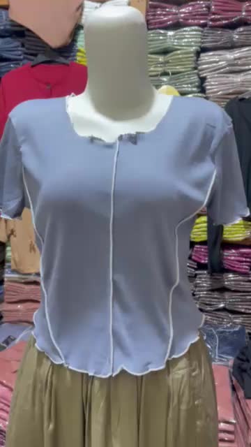 Jycollection01.Paket hemat 3 pcs 100k crop top neci pendek Rib Kaos Wanita Baju Nyaman Polos