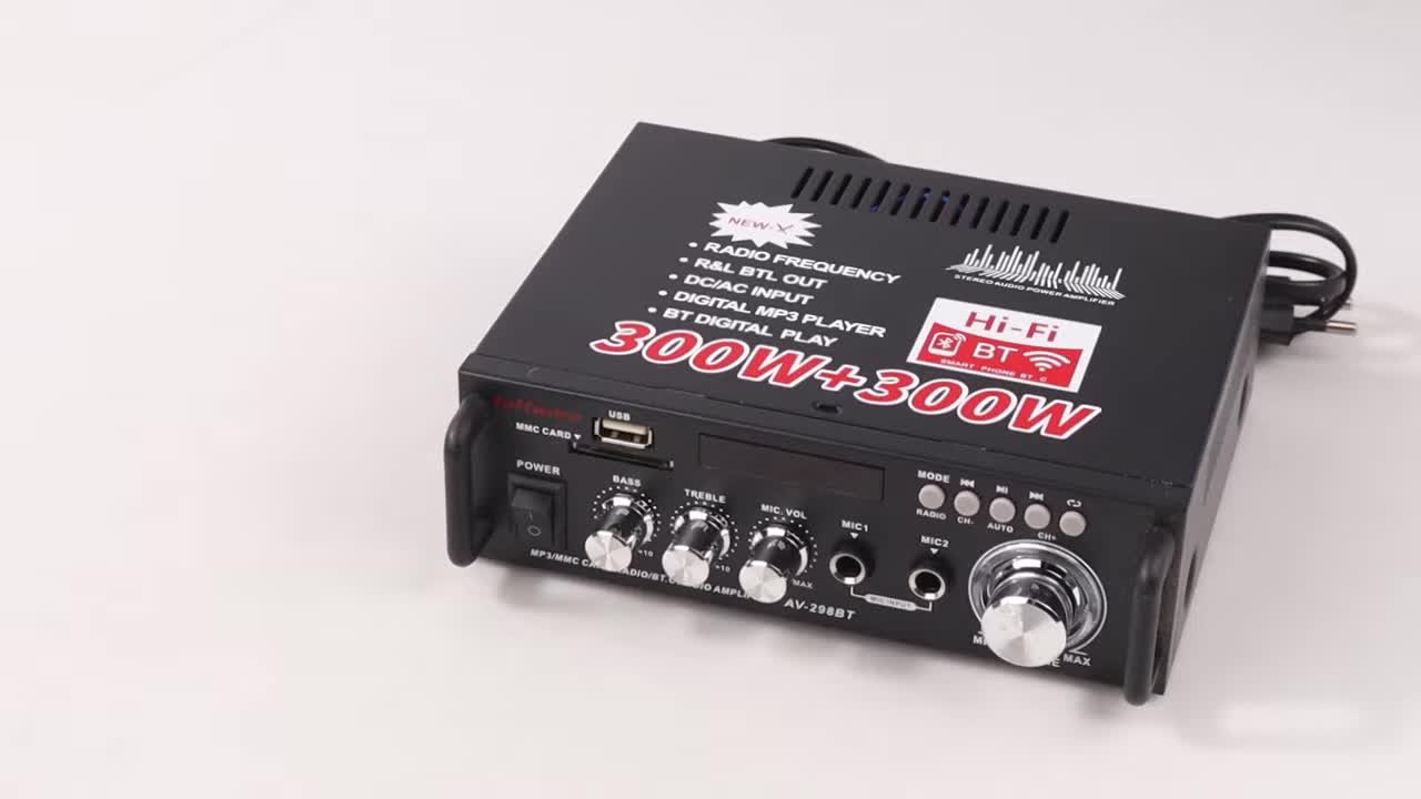 Bluetooth EQ Audio Amplifier Karaoke Home Theater FM Radio 600W