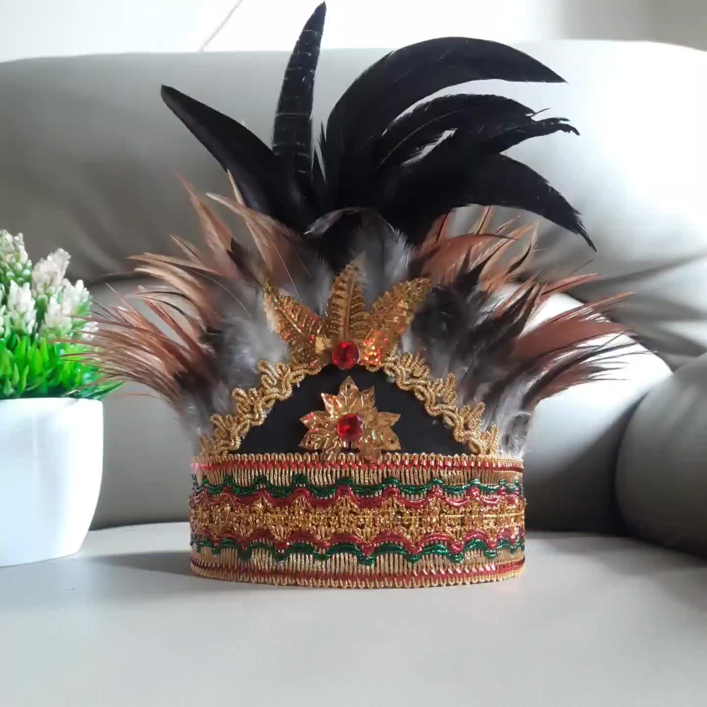 Mahkota Dayak Kalimantan Asesoris Kepala {Bulu Premium}