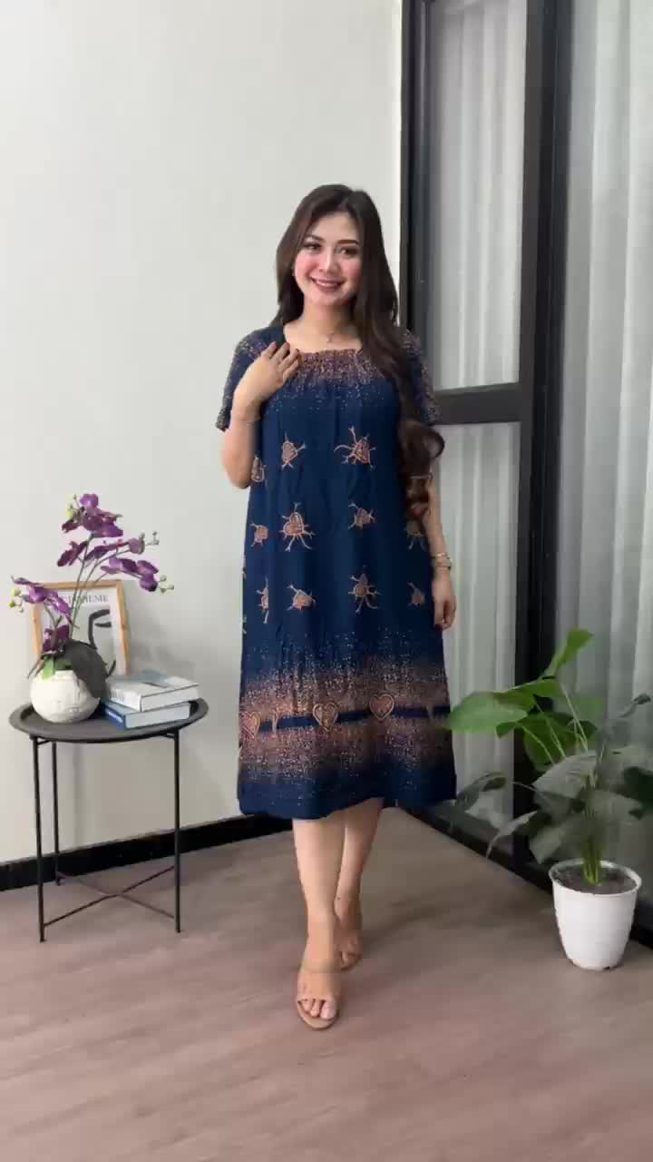 Daster Rayon Fuji Jumbo Ld 110 Kekinian Busui Karet Depan Lengan Pendek Motif Ayu