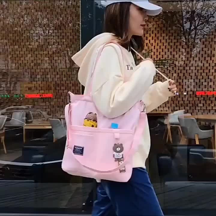 Tote Bag Saku Tote bag wanita Sekolah Kuliah Kerja Tote begs Mewah Kanvas Teddy Model J Canvas
